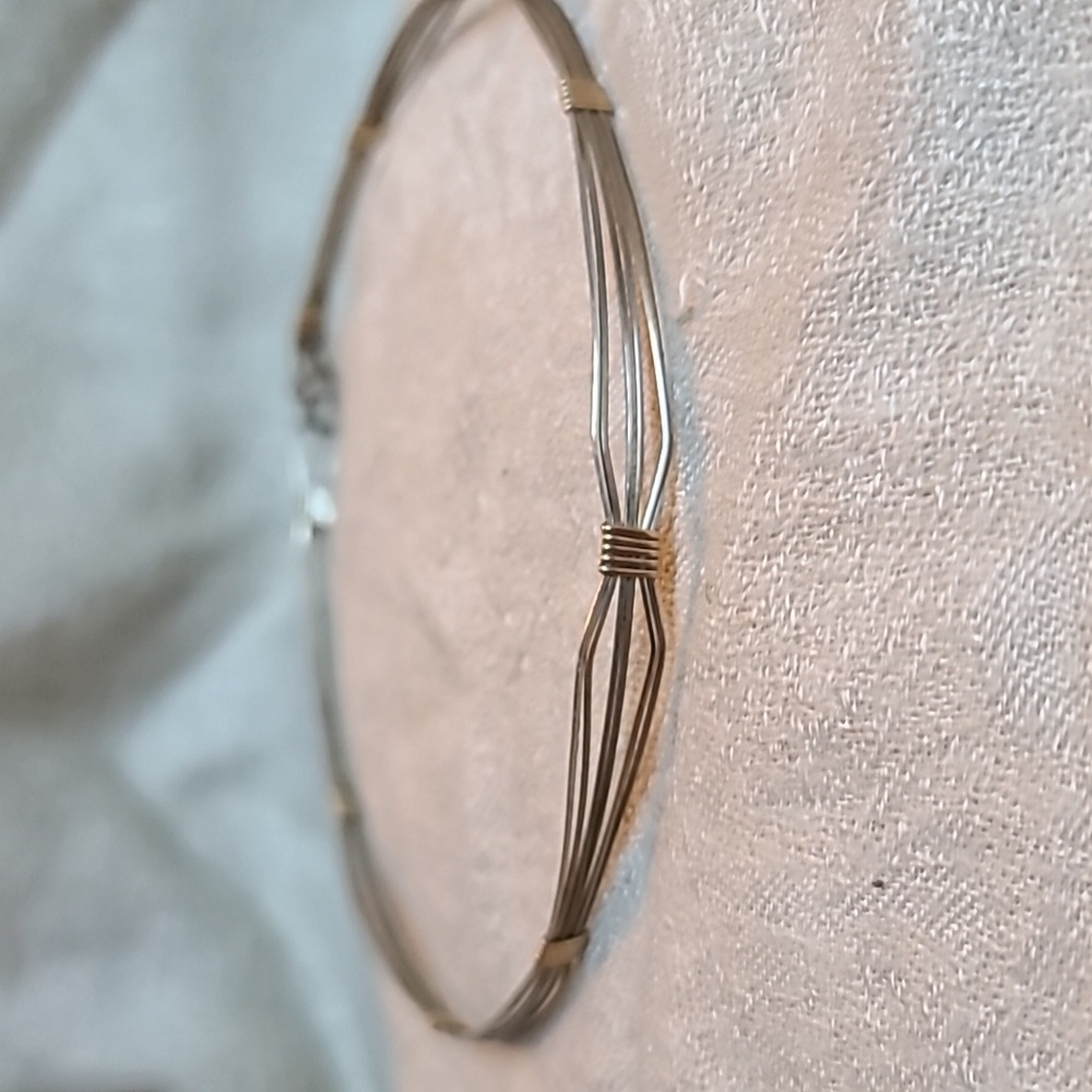 13" 925 sterling silver and gold fill wire wrap collar necklace